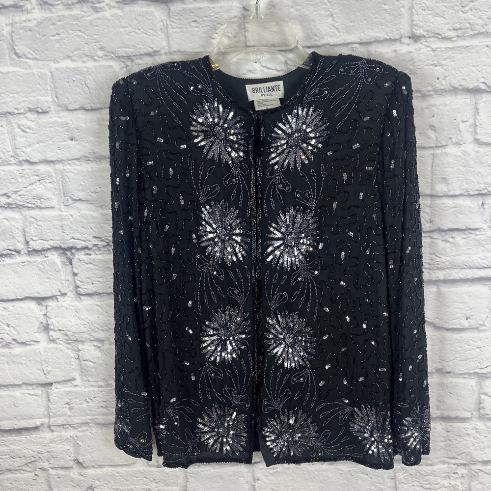 Brilliante VTG Whimsigoth Old Money Silk Beaded Sequin Jacket Size Small Boho
